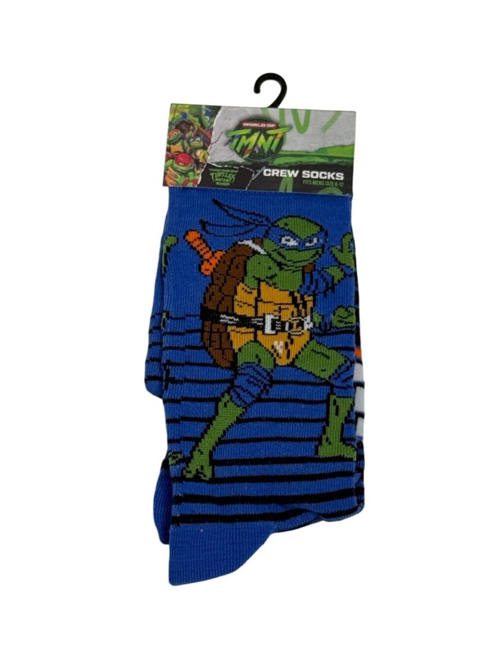 TMNT Leonardo Crew Socks Blue Mens Size 6-12 NWT